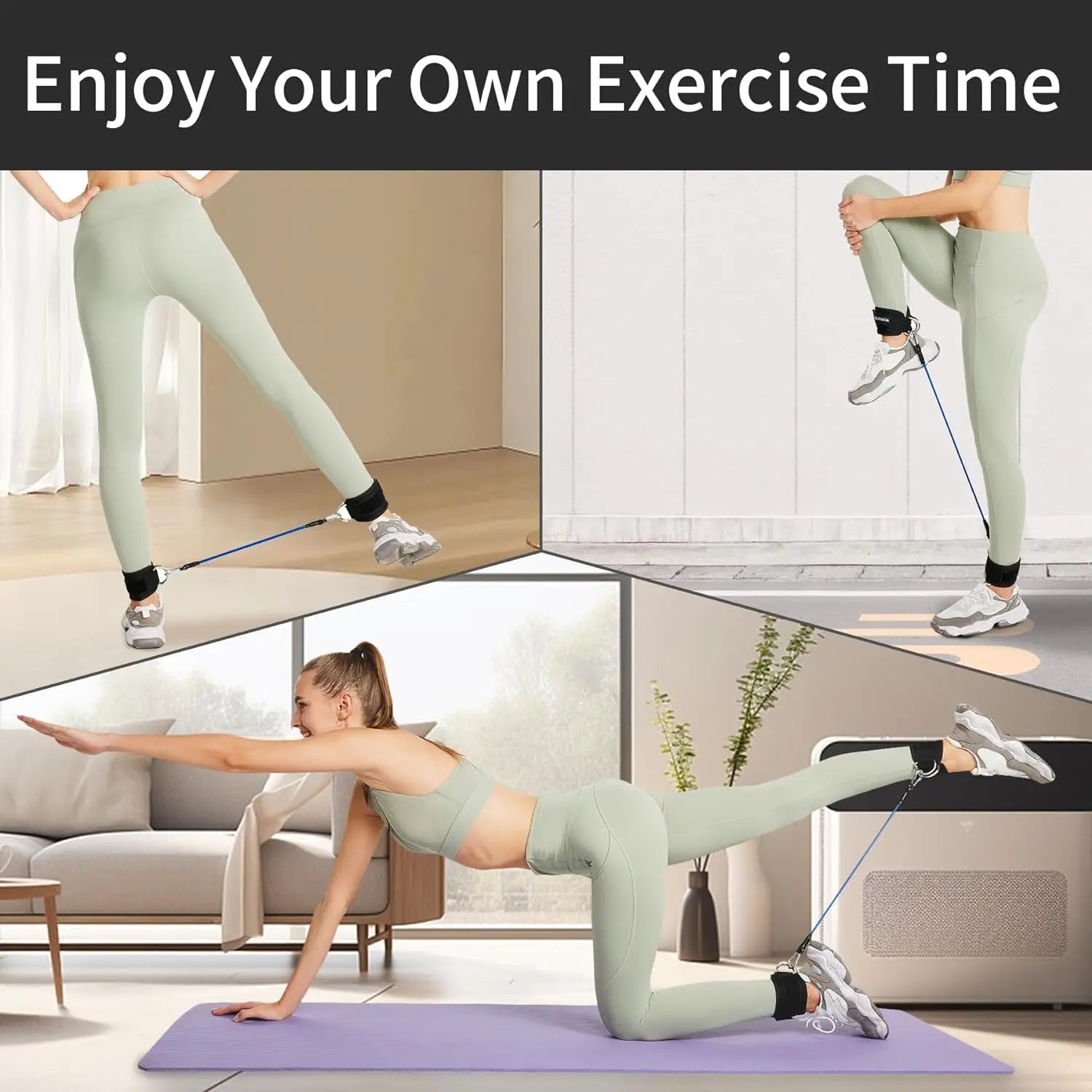 Ankle Resistance Bands with Cuffs for Leg & Booty Workout