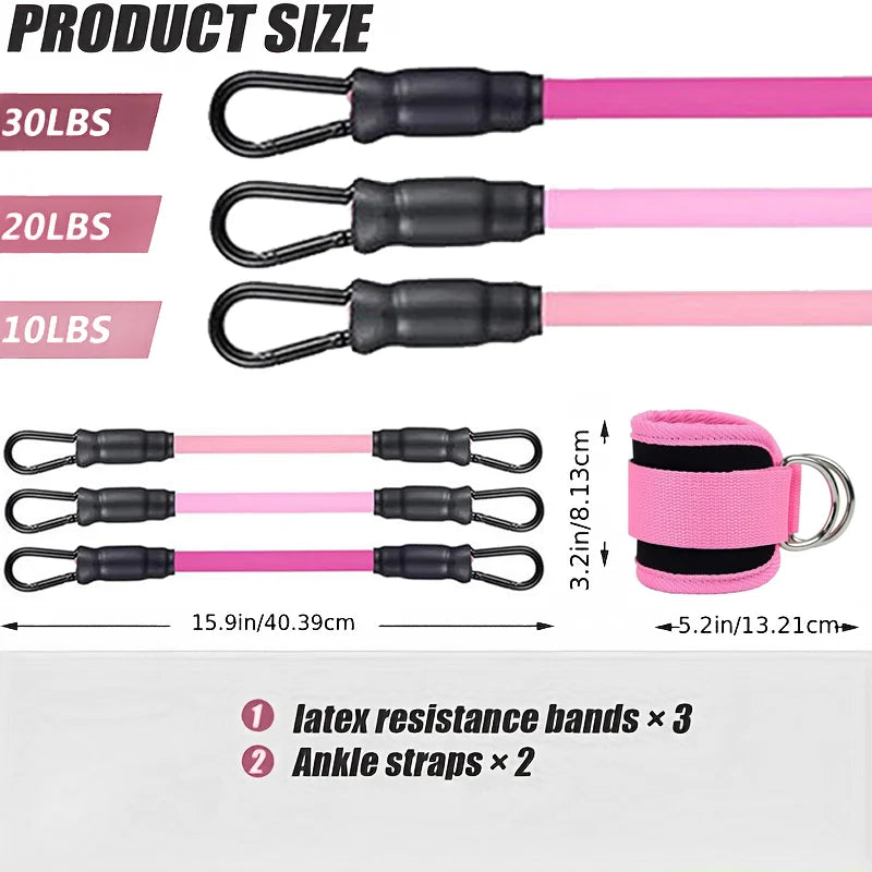 Ankle Resistance Bands with Cuffs for Leg & Booty Workout